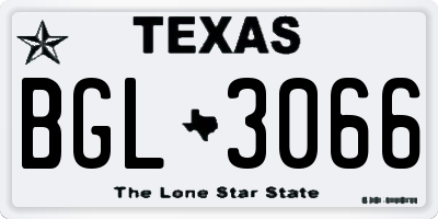 TX license plate BGL3066