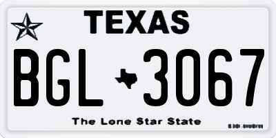 TX license plate BGL3067