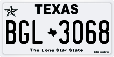 TX license plate BGL3068