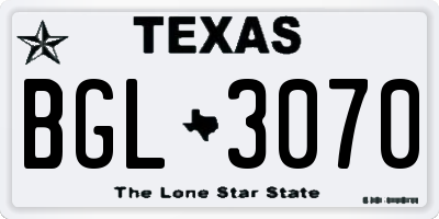 TX license plate BGL3070