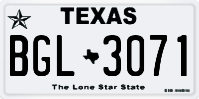 TX license plate BGL3071