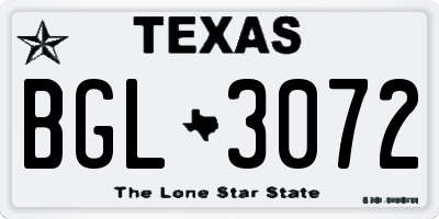 TX license plate BGL3072