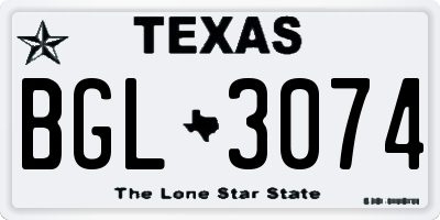 TX license plate BGL3074