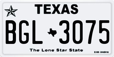 TX license plate BGL3075
