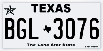 TX license plate BGL3076