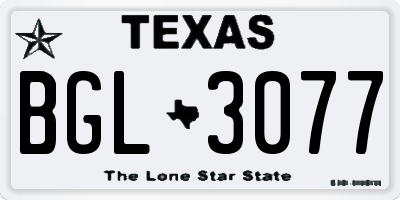 TX license plate BGL3077