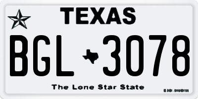 TX license plate BGL3078