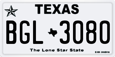 TX license plate BGL3080