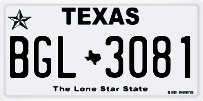 TX license plate BGL3081