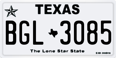TX license plate BGL3085