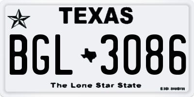 TX license plate BGL3086
