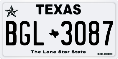 TX license plate BGL3087
