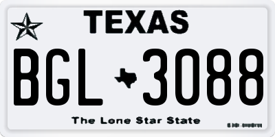 TX license plate BGL3088