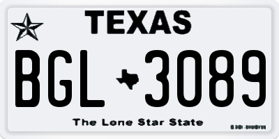 TX license plate BGL3089