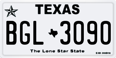 TX license plate BGL3090