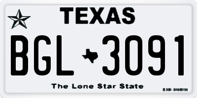 TX license plate BGL3091