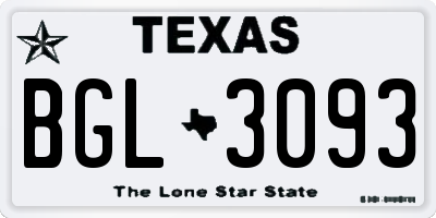TX license plate BGL3093