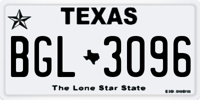 TX license plate BGL3096