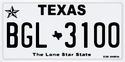 TX license plate BGL3100