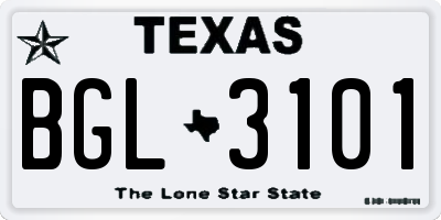 TX license plate BGL3101