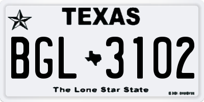 TX license plate BGL3102
