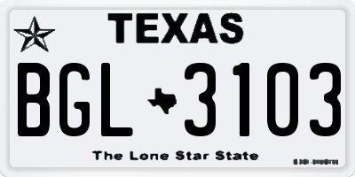 TX license plate BGL3103