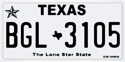 TX license plate BGL3105