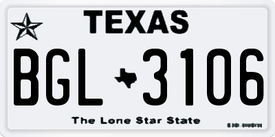 TX license plate BGL3106