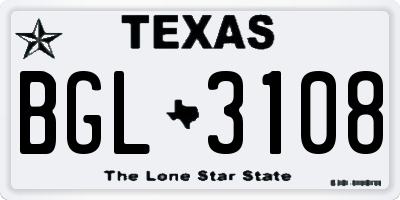 TX license plate BGL3108