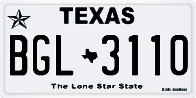 TX license plate BGL3110