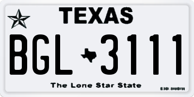 TX license plate BGL3111