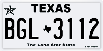 TX license plate BGL3112