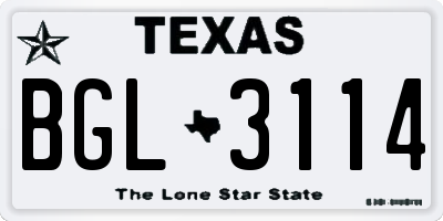 TX license plate BGL3114