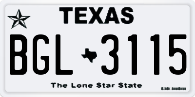 TX license plate BGL3115