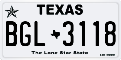 TX license plate BGL3118