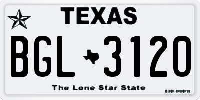 TX license plate BGL3120