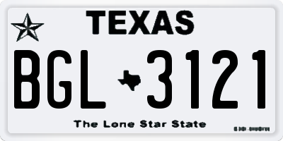 TX license plate BGL3121