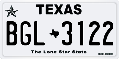 TX license plate BGL3122