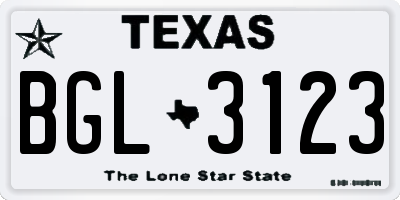 TX license plate BGL3123