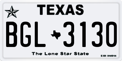 TX license plate BGL3130