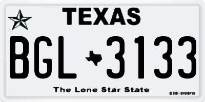 TX license plate BGL3133