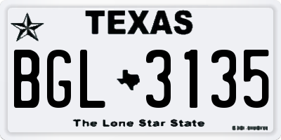 TX license plate BGL3135