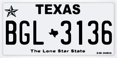 TX license plate BGL3136