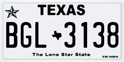 TX license plate BGL3138
