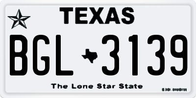 TX license plate BGL3139