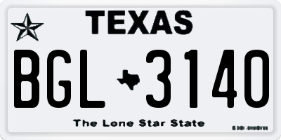 TX license plate BGL3140