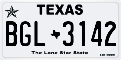TX license plate BGL3142