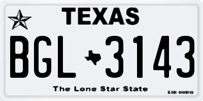TX license plate BGL3143