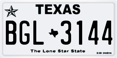 TX license plate BGL3144