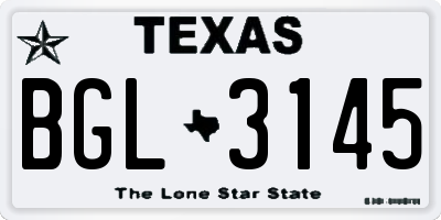 TX license plate BGL3145